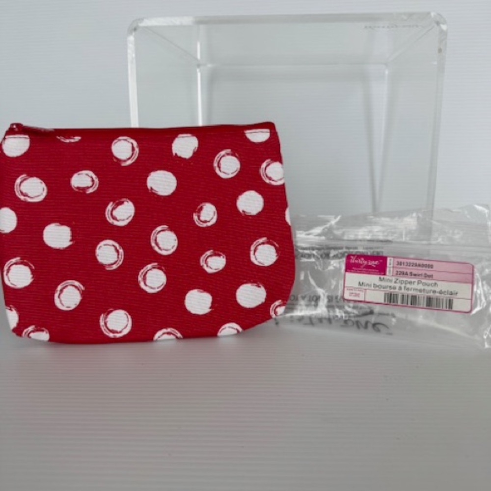 MINI ZIPPER POUCH with WHITE SWIRL DOTS